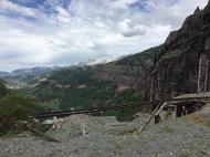 the pipeline wall on the right with telluride at the distance below / Telluride (The Pipeline Wall)